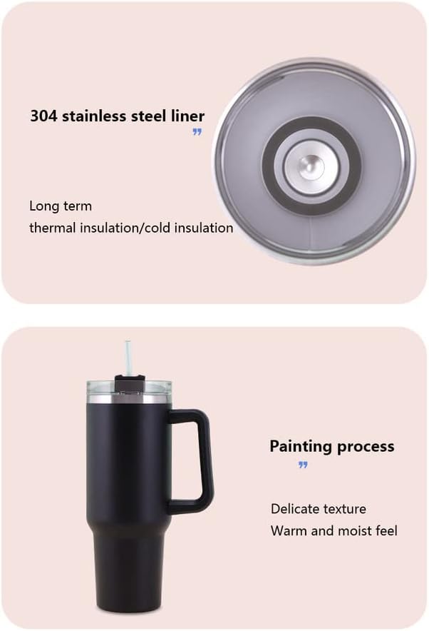 Vaso aislado al vacío de acero inoxidable de 40 onzas con tapa y popote para agua, té helado o café, licuado de frutas y más (color sólido y