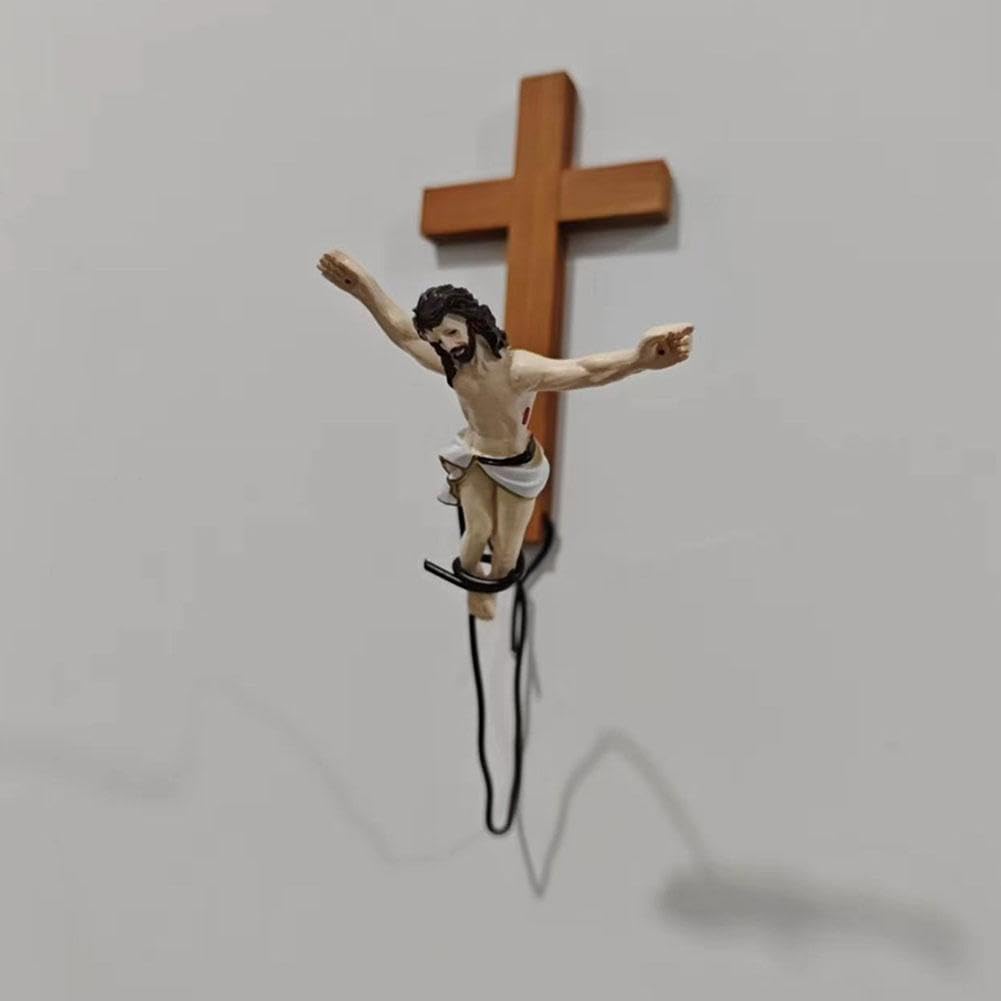 ZOHIKO Decoración religiosa de Jesús para colgar en la pared, decoración de cruz de Jesús Salvador, Escultura creativa de arte de cruz, adorno