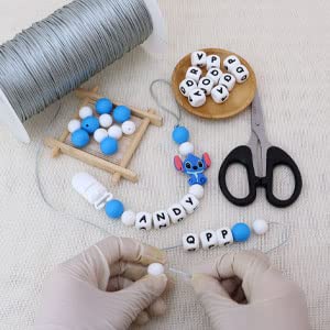 Munchewy Clip para chupete con nombre personalizado, clip para chupete con nombre para bebés niños y niñas (azul)
