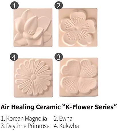 CRECEN Air Healing K-Flowers – Juego de 4 azulejos cuadrados de cerámica, 1 juego, hermosos azulejos de cerámica natural purificadores de aire,