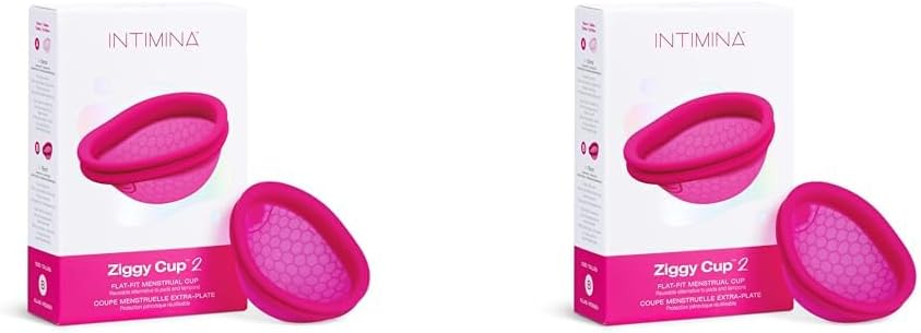 Intimina Ziggy Cup 2 – Disco menstrual reutilizable extrafino, vaso menstrual desechable, con diseño de ajuste plano, disco de período, anillo de