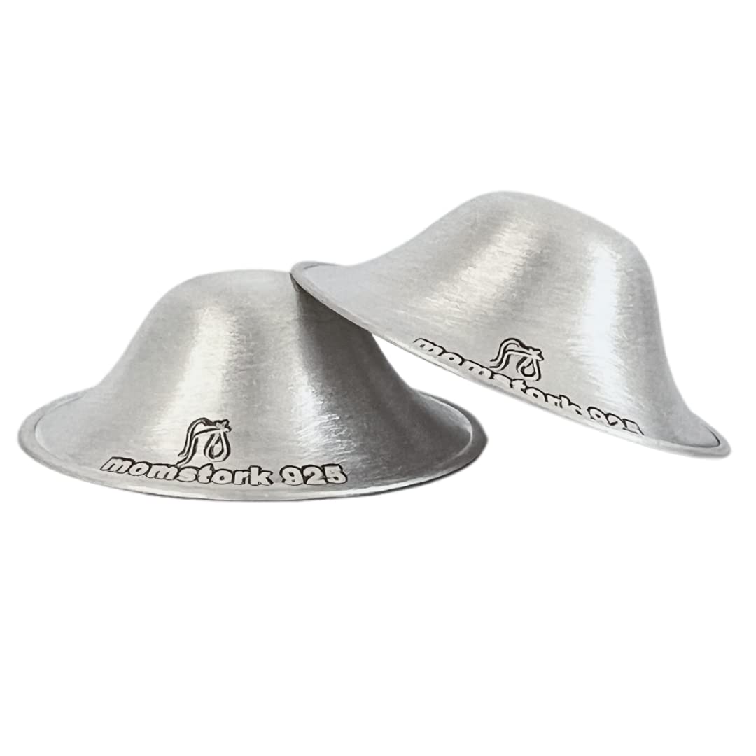 The Original – Tazas de lactancia plateadas, protectores de pezones para lactancia, recién nacidos, para pezones doloridos y agrietados, 925 tazas