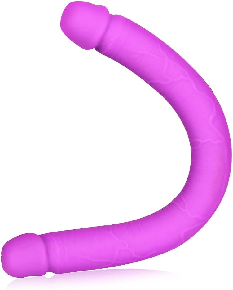 Consolador realista de doble extremo de silicona de doble cara con glande vívido pene doble pene para sexo anal vaginal, juguete sexual para