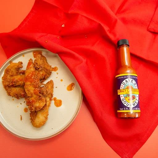 Dave’s Gourmet Crazy Caribbean Hot Sauce – Potenciador de sabor multiusos para sopas, salsas, salsas – 3 botellas