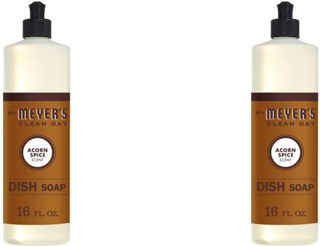 MRS. MEYER’S CLEANDAY – Jabón líquido para platos, fórmula biodegradable, edición limitada, especias de bellota, 16 onzas líquidas (paquete de 2)