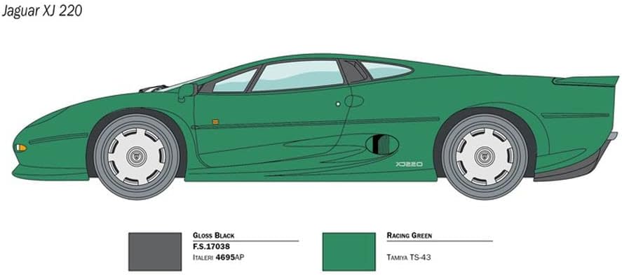 (ITALERI) 3631S 124 Jaguar XJ 220 Edificio, fabricación de modelos de soporte, manualidades, afición, pegado, kit de plástico, detallado, verde
