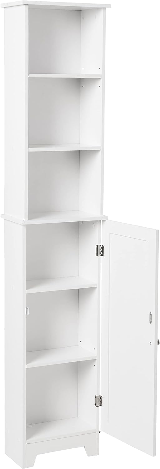 Mainstays White – Torre de lino para almacenamiento de baño