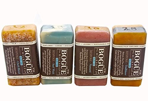 BOGUE Goat Milk Soap-N12 Chefs Blend N18 Surf Rider N19 Yoga Blend & N28 Trailblazer-BESPOKE 4xBar Giftset Box