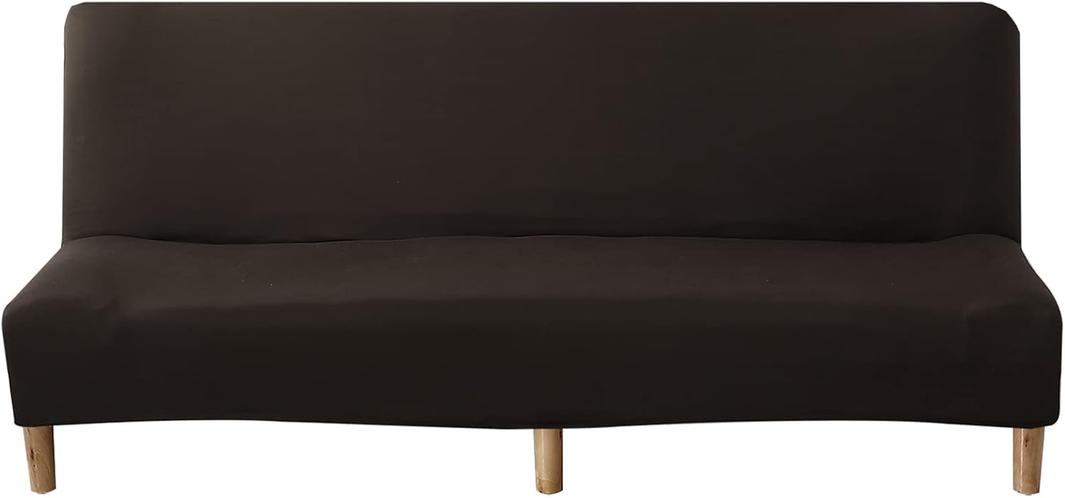 WOMACO Funda estampada para futón, fundas elásticas para sofá o cama, tamaño Full Twin Queen, sin brazos, color café, fundas protectoras con parte