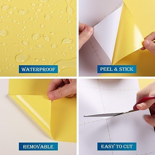 Papel tapiz amarillo limón para despegar y pegar, papel adhesivo amarillo mate para gabinetes, impermeable, autoadhesivo, rollo de papel de pared