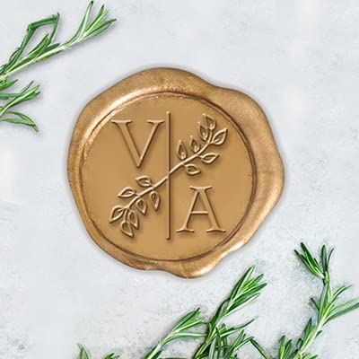 Wedding Monogram – Paquete de calcomanías adhesivas personalizadas con sello de cera y sellos de cera prensados a mano hechos de cera de sellado