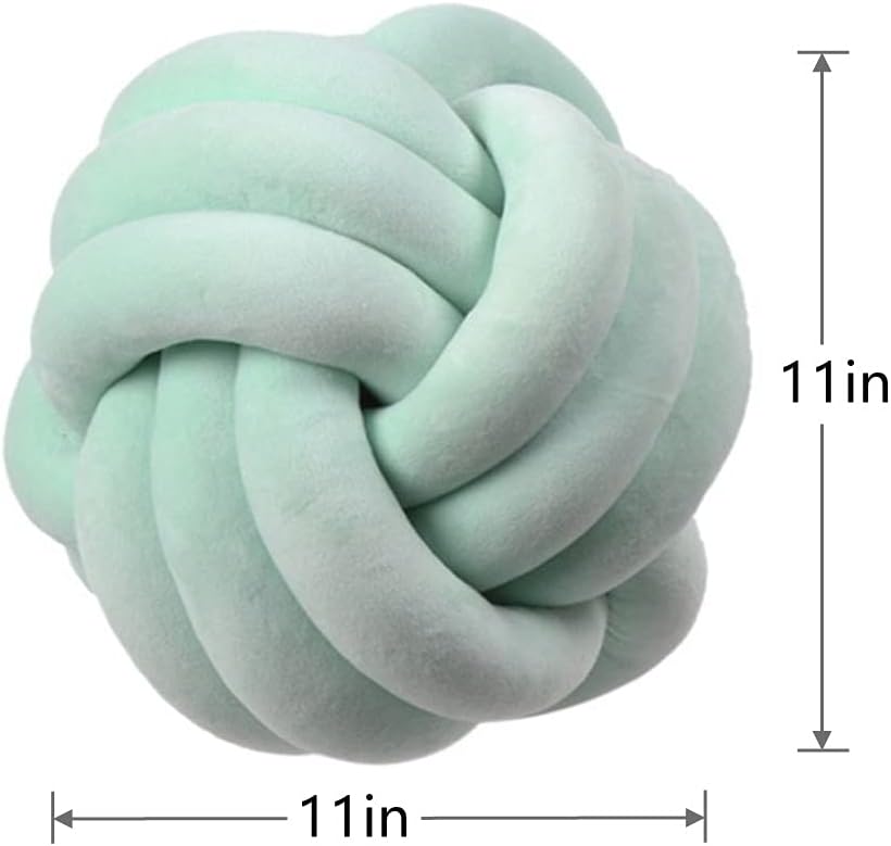 Almohadas redondas de nudo para decoración de habitación de niños, juguetes de peluche calmantes para aliviar el estrés (menta, 11 pulgadas11.0in)