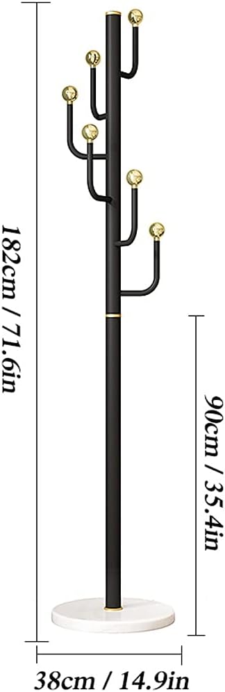Coat Rack Single Pole Coat Stand Sturdy Stainless Steel Metal Coat Shelf Marble Base Bedroom Living Room Hanger