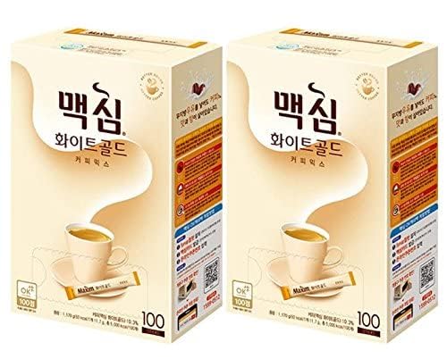 Maxim Coffee Mix, café instantáneo (ë ì” ì  ì) 100 palitospaquete (oro blanco, 100 palitos x 2 cajas)