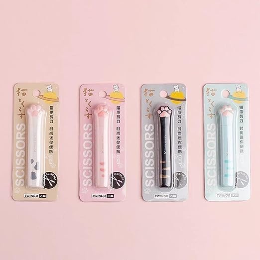 Tijeras de pata de gato, tijeras plegables de bolsillo, pequeñas tijeras de seguridad plegables multifuncionales, cortadores de mano kawaii, mini