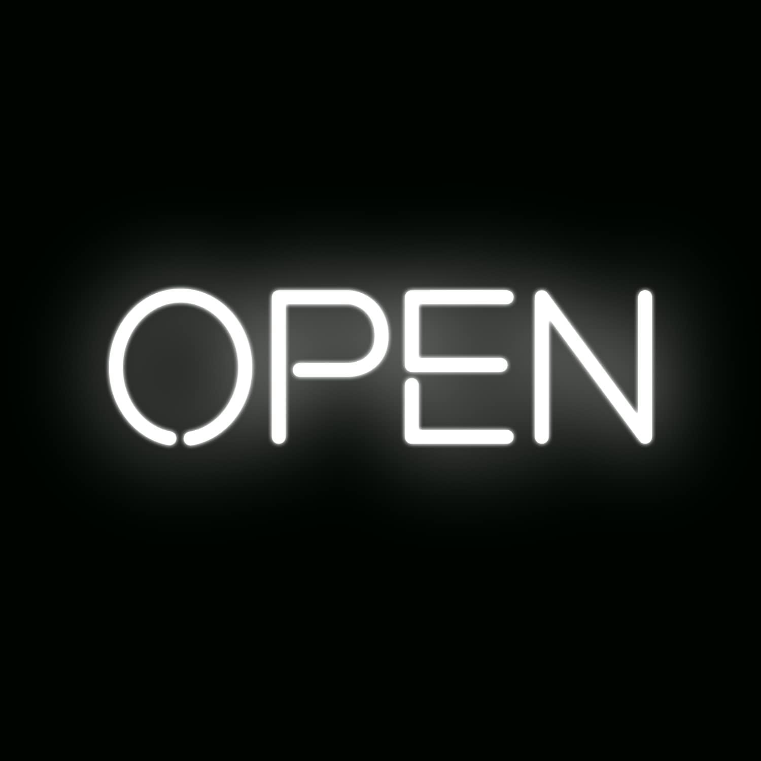 Letrero LED de neón abierto para negocios, letrero abierto para tienda, bar, moderno letrero abierto de neón para escaparates con cable colgante