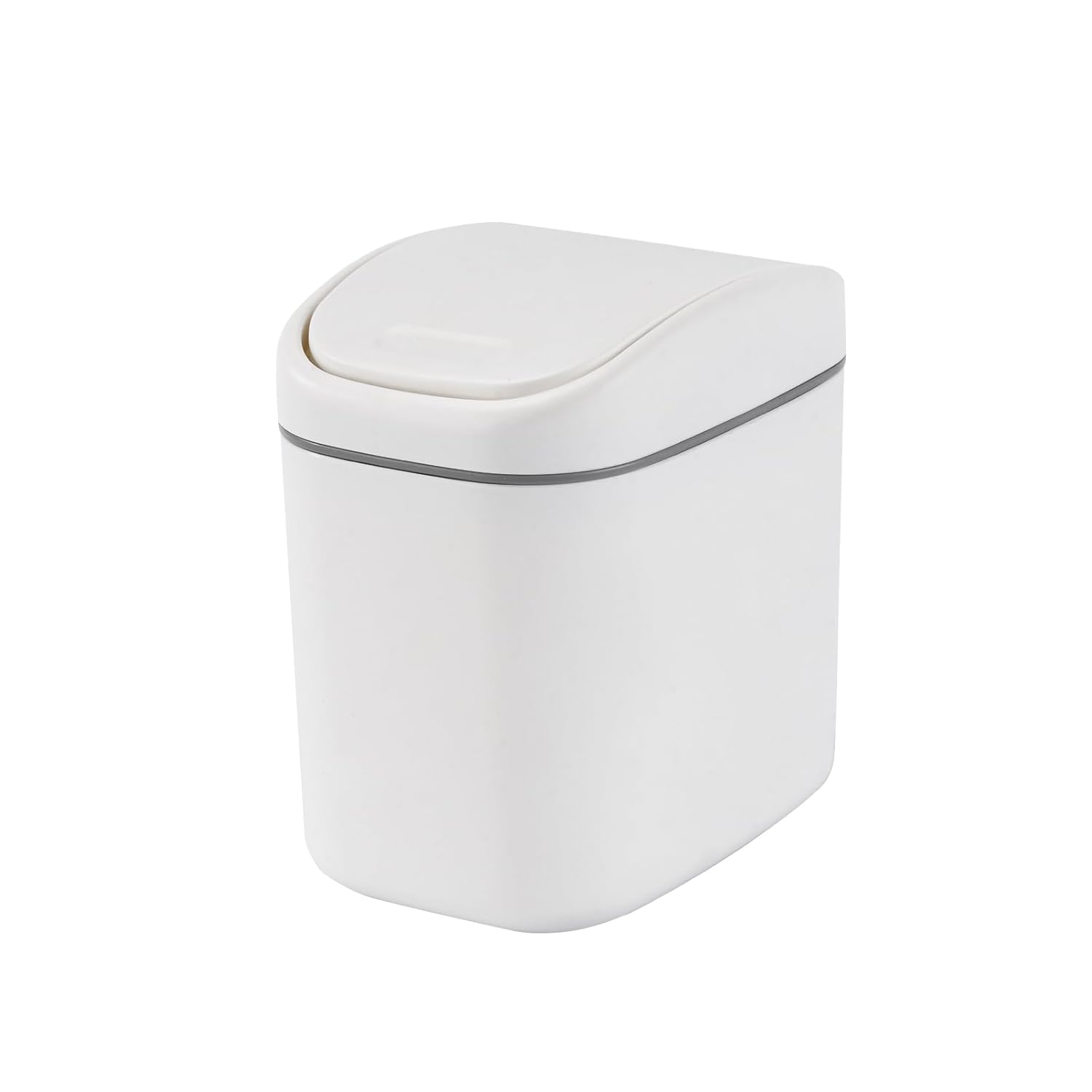 Basurero de plástico de 3 l0.8 galones, mini bote de basura de escritorio con tapa superior giratoria, pequeñas tapas extraíbles, moderno blanco