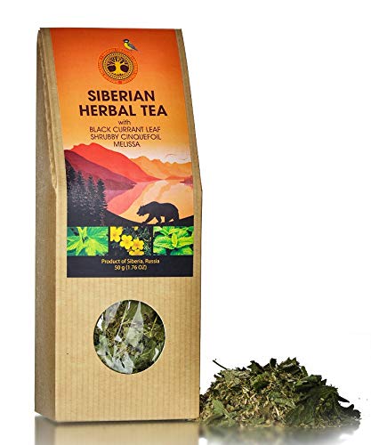 Té de hojas sueltas de hierbas siberianas con hoja de grosella negra, cinquefoil arbustivo, melisa (1.76 onzas)