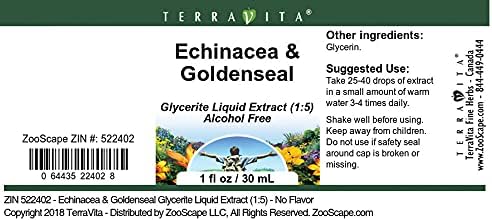 Equinácea & Goldenseal glycerite Extracto de líquido (1 5)sin sabor (1oz, Zin 522402), 1 Ounce, 3