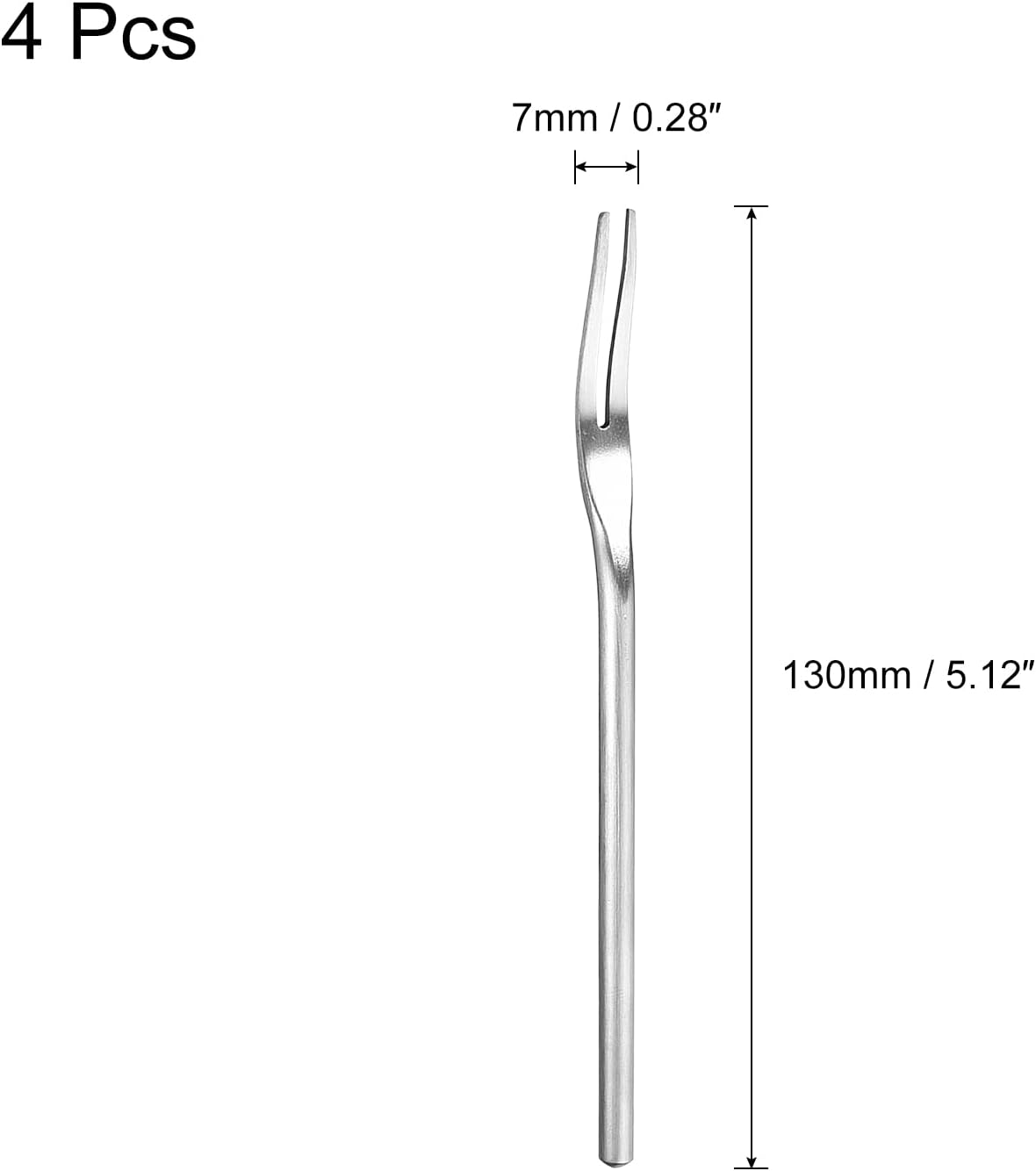 uxcell Tenedores de frutas de acero inoxidable de 4 piezas, tenedores de degustación de frutas de ensalada de 5.12 pulgadas, tenedores de postre