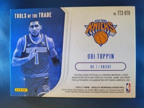 Obi Toppin 2020-21 PANINI ABSOLUTE “TOTT” RC PATCH AUTO #D 25 NEW YORK KNICKS! – Basketball Cards