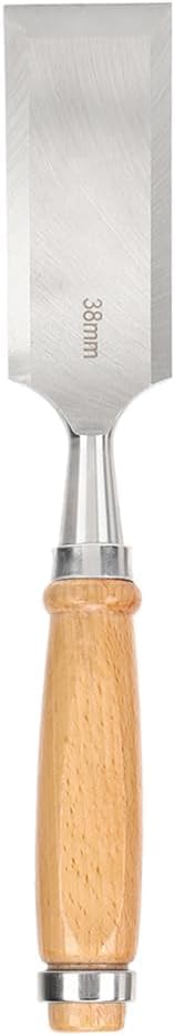 Herramienta de cincel de madera, cincel de madera para carpintería, CR V 1.496 in borde biselado cincel de madera de hoja afilada con mango de