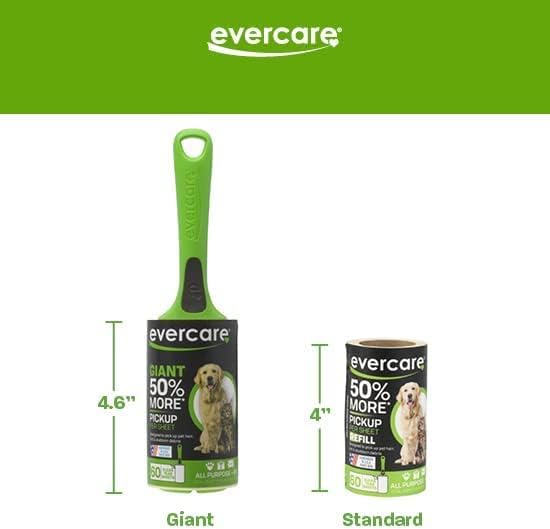Evercare Pet Extreme Stick – Rodillo de pelusa recargable gigante, 60 hojas, color verde