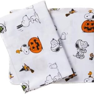 Berkshire Blanket & Home Co. Peanuts – Juego de sábanas con temática de otoño para Halloween (tamaño individual, blanco, momias  calabazas) Berkshire Blanket & Home Co. Peanuts – Juego de sábanas con temática de otoño para Halloween (tamaño individual, blanco, momias  calabazas)