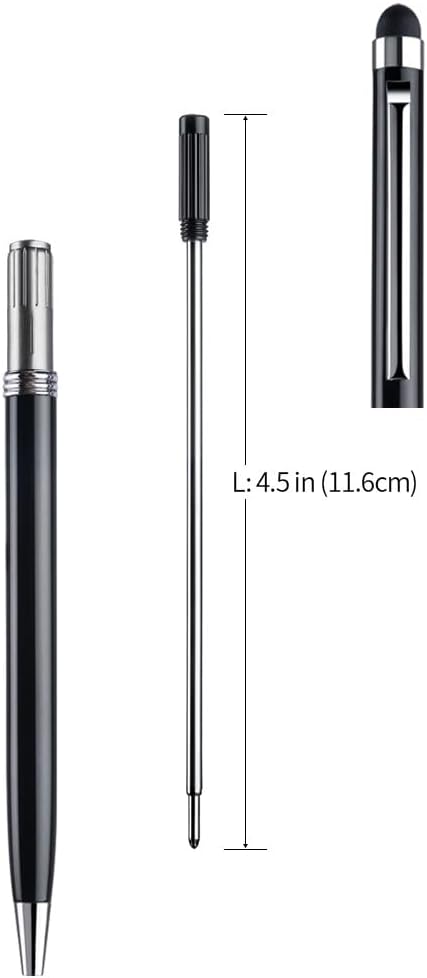 ChaoQ Lápiz óptico para pantallas táctiles, 10 bolígrafos capacitivos delgados 2 en 1 (tinta negra) con 20 puntas de goma reemplazables (negro,