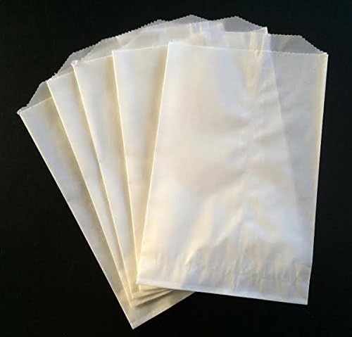 Bolsas de papel de cera de vidrio de 5-12 x 7-34 pulgadas, bolsas de papel con forro de vidrio plano gourmet – Paquete de 100