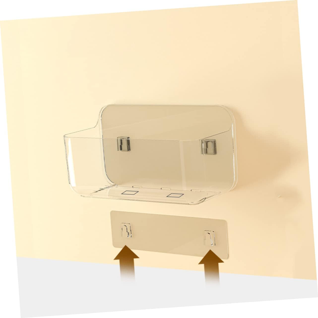 COOLHIYA Estante de pared para baño, estantes transparentes para pared, sin perforación, estantes flotantes transparentes, organizador de ducha,