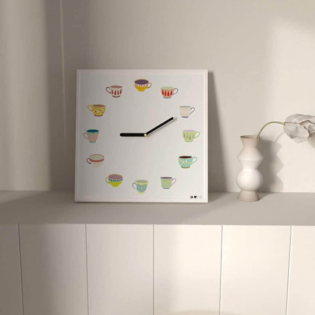 Reloj de pared Coffee Cup Wall Clock Kitchen Decor Creative Simple and Modern Square Acrylic Decorative Clock for Bedroom Restaurant Office Home