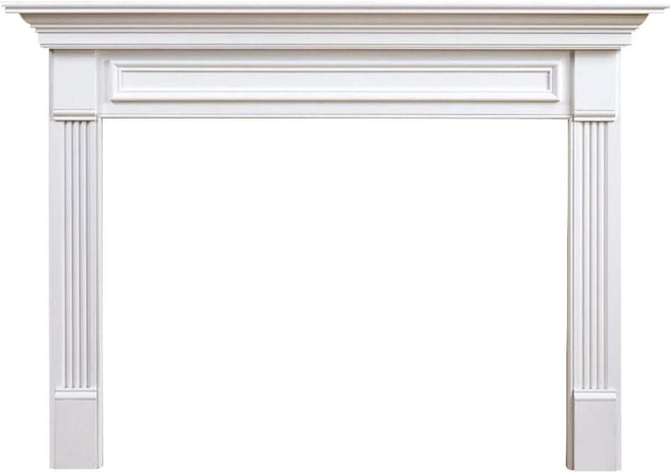 MANTELSDIRECT Fairfield de Mantels Direct – Kit envolvente de chimenea de madera de álamo de 52 x 39 pulgadas con estante y moldura  Fairfield de