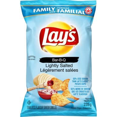 Lay’s – Papas fritas sabor salsa BBQ ligeramente saladas, de 8.3 oz
