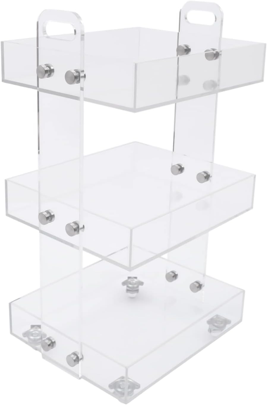 Carrito de acrílico de 3 niveles, carrito de almacenamiento multiusos, organizador de almacenamiento móvil con ruedas para baño, cocina, lavandería