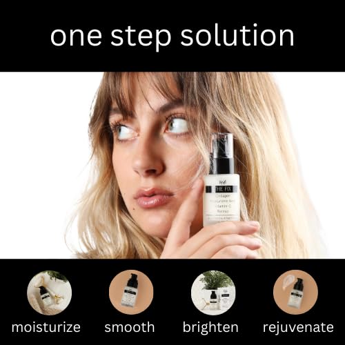 The Fix 4 en 1 suero hidratante facial con colágeno, ácido hialurónico, vitamina C y retinol, fórmula antienvejecimiento día y noche para suavizar,
