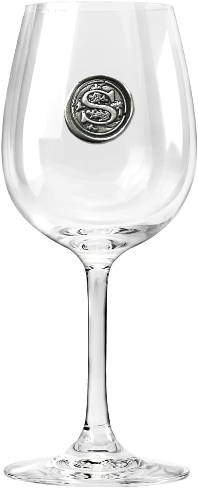 English Pewter Company – Copa de vino con monograma personalizado con tu elección de inicial, regalo único para hombres o mujeres, cumpleaños,