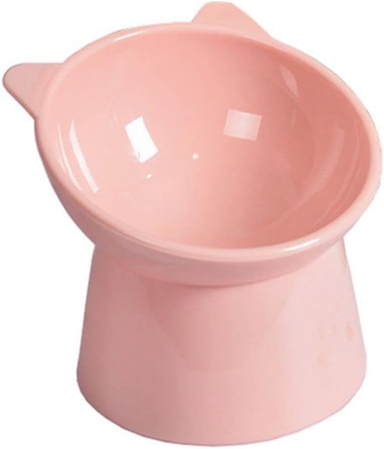 Cuencos de soporte antivuelco para gatos, cuencos de pie para cachorros, cuencos elevados para gatos y perros, tazones elevados para perros (rosa)