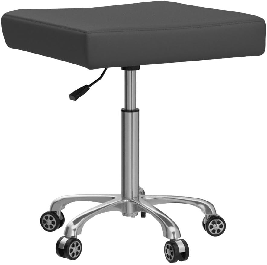 Antlu Taburete giratorio ajustable resistente para masaje, oficina, tatuaje, cocina, taburete de trabajo con ruedas (gris)
