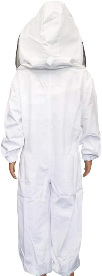 Luwint Trajes de apicultura ventilados de cuerpo completo para niños, traje de apicultor de abeja de algodón con capucha de velo de esgrima