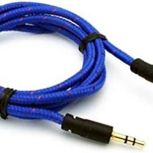 Cable auxiliar de 0.138 pulgadas (0.138 in) estéreo de automóvil para Moto G7 Play, cable de audio para altavoz, cable trenzado azul compatible con Cable auxiliar de 0.138 pulgadas (0.138 in) estéreo de automóvil para Moto G7 Play, cable de audio para altavoz, cable trenzado azul compatible con
