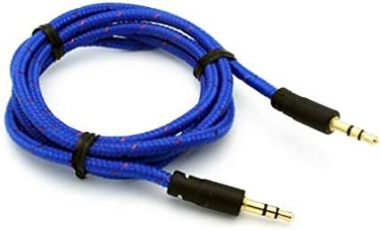 Cable auxiliar de 0.138 pulgadas (0.138 in) estéreo de automóvil para Moto G7 Play, cable de audio para altavoz, cable trenzado azul compatible con