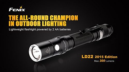 EdisonBright Fenix LD22 2015 Edition 300 Lumen XP-G2 R5 Linterna táctica LED con funda, cordón, clip y dos pilas alcalinas AA