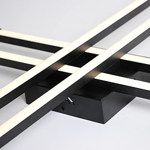Lámpara de techo moderna con control remoto regulable LED semiempotrado negro para sala de estar, comedor, dormitorio, cerca de techo, lámpara de 38