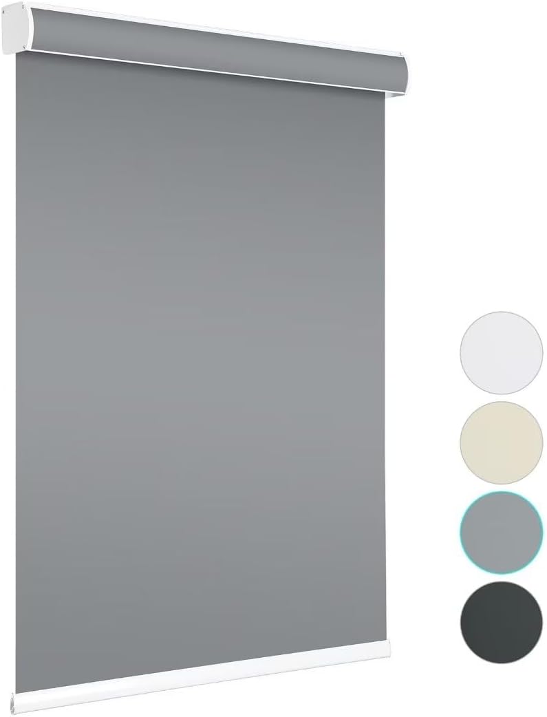 Changshade Persiana enrollable opaca con cenefa de cassette, para oscurecer la habitación, sin cables, persianas enrollables para ventanas, pantalla