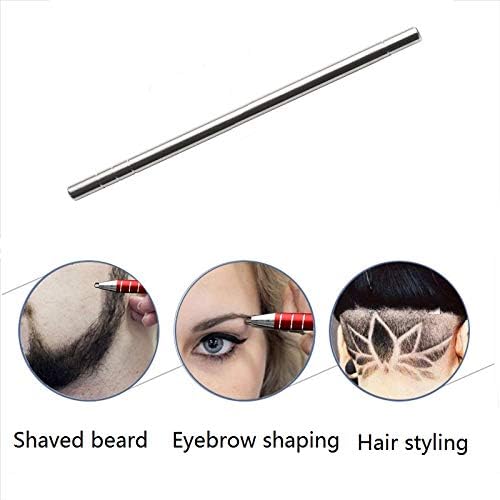 Pluma de afeitar de tatuaje para el cabello, recortadora de diseño de peinado de acero inoxidable, con pinzas y cuchillas de 10 piezas, para cejas,