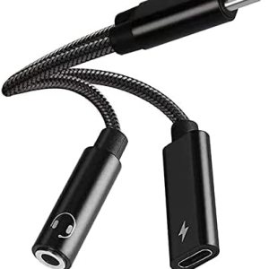 Adaptador para auriculares Samsung Galaxy S24 Ultra, 2 en 1 USB C a conector de auriculares de 0.138 in de alta resolución DAC y PD seguro de 60 W, Adaptador para auriculares Samsung Galaxy S24 Ultra, 2 en 1 USB C a conector de auriculares de 0.138 in de alta resolución DAC y PD seguro de 60 W,