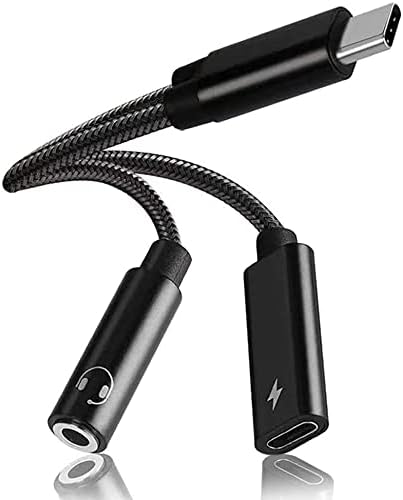 Adaptador para auriculares Samsung Galaxy S24 Ultra, 2 en 1 USB C a conector de auriculares de 0.138 in de alta resolución DAC y PD seguro de 60 W,