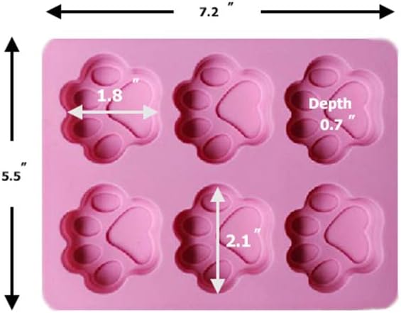 Juego de dos moldes de silicona con estampado de patas de perro para golosinas caseras para hornear dulces de chocolate, apto para horno microondas