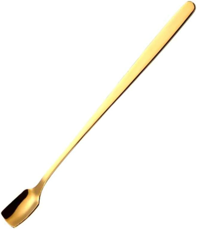 COMIART – Cucharas de té helado de mango largo para mezclar, 6.7 pulgadas, cabeza cuadrada, cucharaditas de café, cucharas de cóctel, ideal para uso